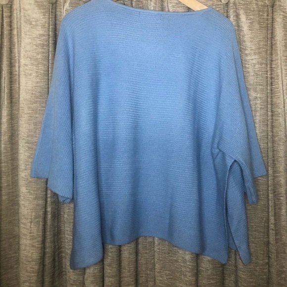Fate Blue Shaker Knit Oversized Poncho Elbow Length Sweater Size Small - Picture 2 of 8